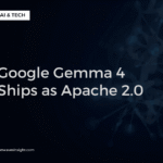 Diagram showing Google Gemma 4 open source enterprise deployment with multimodal inputs and Apache 2.0 license badge