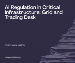 AI critical infrastructure regulation 2026 — power grid control room and financial trading systems side by side
