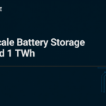Dark navy editorial card with the headline 'Grid-Scale Battery Storage Crossed 1 TWh' and a teal circuit-board pattern - NextWave Insight Hardware pillar